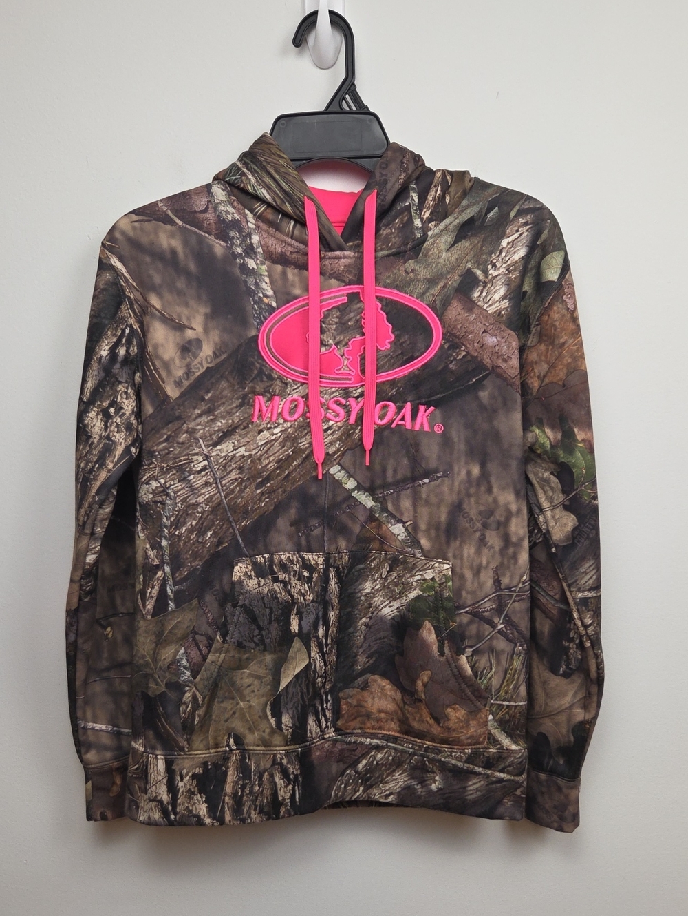 Mossy Oak Women's Camo & Hot Pink Logo Hoodie Sweatshirt Hunting Country Small